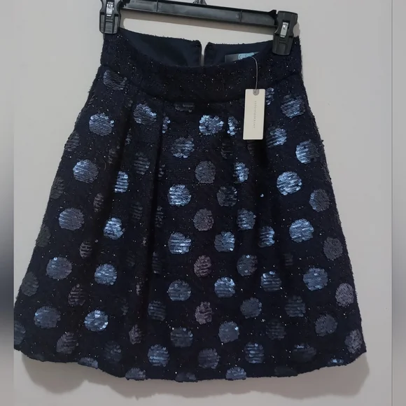 Eva Franco Sequin Mini Skirt Navy Size